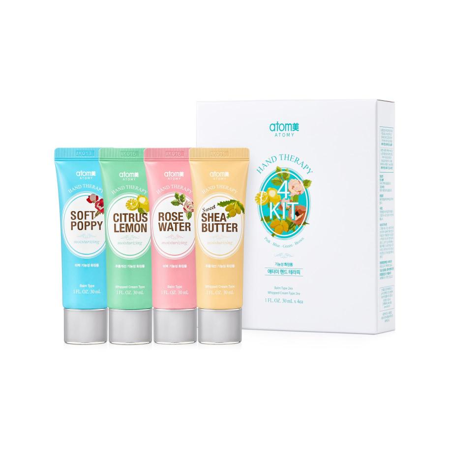 Kit Hand Therapy Crema manos 4 x 30 ml con colágeno hidrolizado, extracto de manzanilla y ácido hialurónico - Cosmética Coreana Atomy
