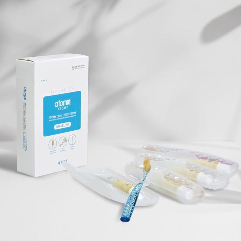 Kit De Viaje Cuidado Bucal 1 Set X 4 Pcs. Estuche Cepillo, Pasta Dientes - Cosmética Coreana Atomy