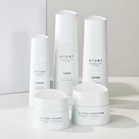 Línea The Fame de Set Facial Completo -40 Años The Fame: Tónico, Esencia, Loción, Crema Nutritiva y Contorno de Ojos - Cosmética Coreana Atomy