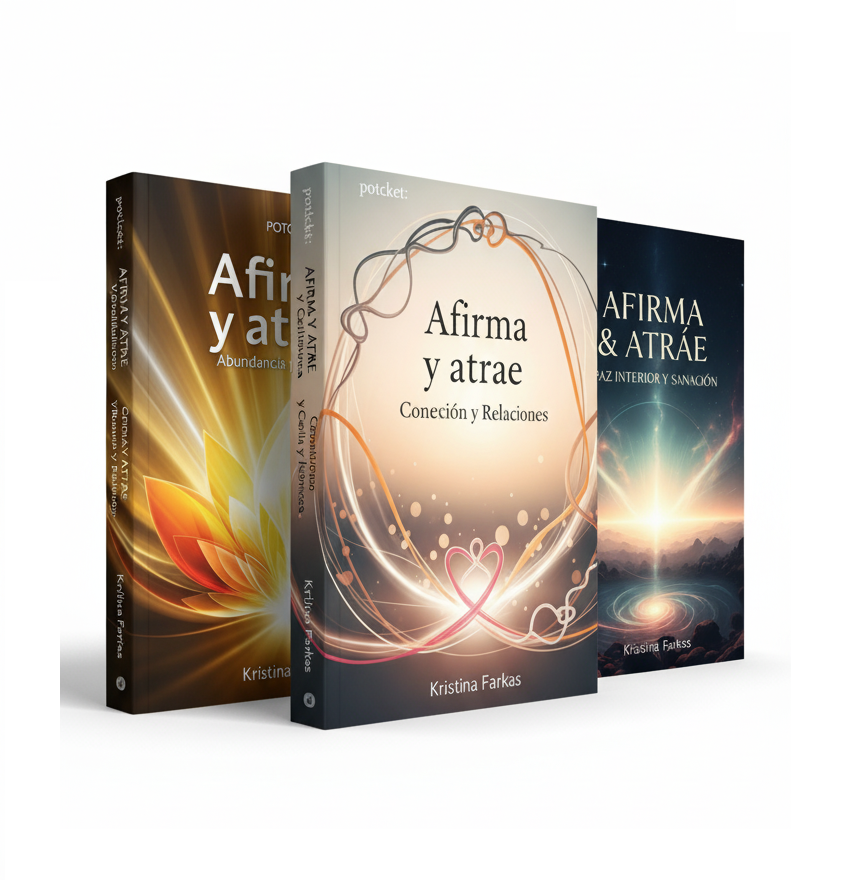 Pack de 3 libros de afirmaciones en español. 480 afirmaciones sobre amor, abundancia y paz interior. Serie Afirma Tu Mente.