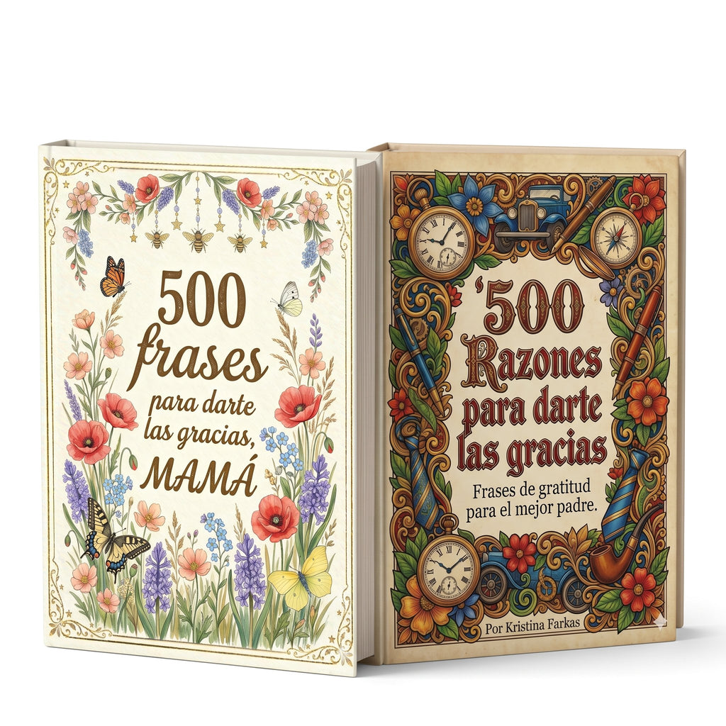 Pack de libros 500 frases para darte las gracias Mamá y 500 razones para darte las gracias Papá, de Kristina Farkas