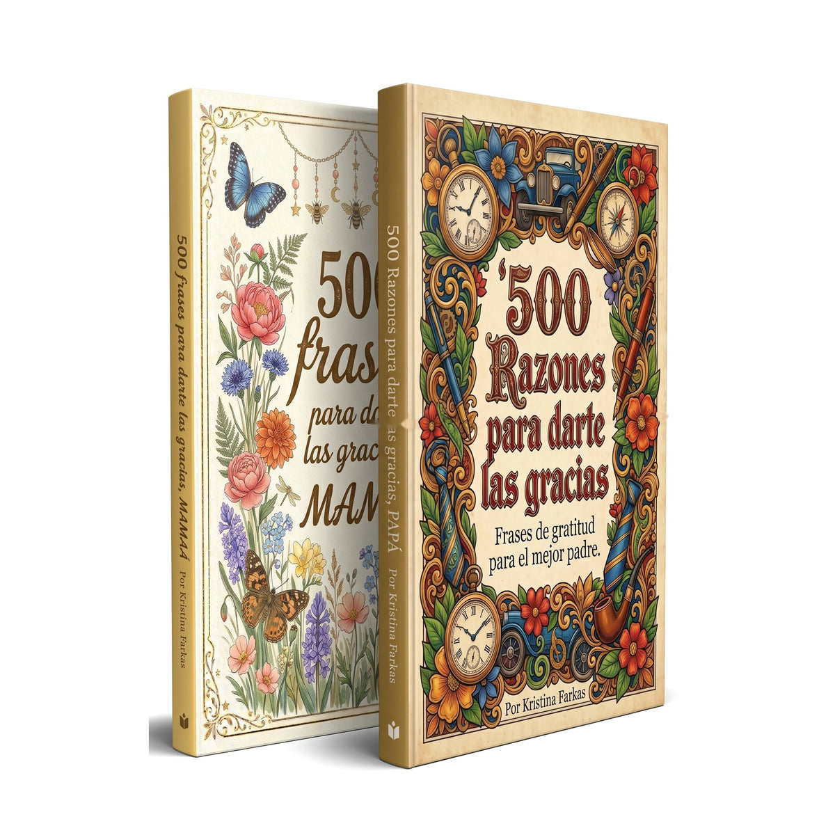Pack de 2 libros en tapa blanda 500 razones para darte las gracias Mamá y Papá, regalo para el Día de la Madre y del Padre