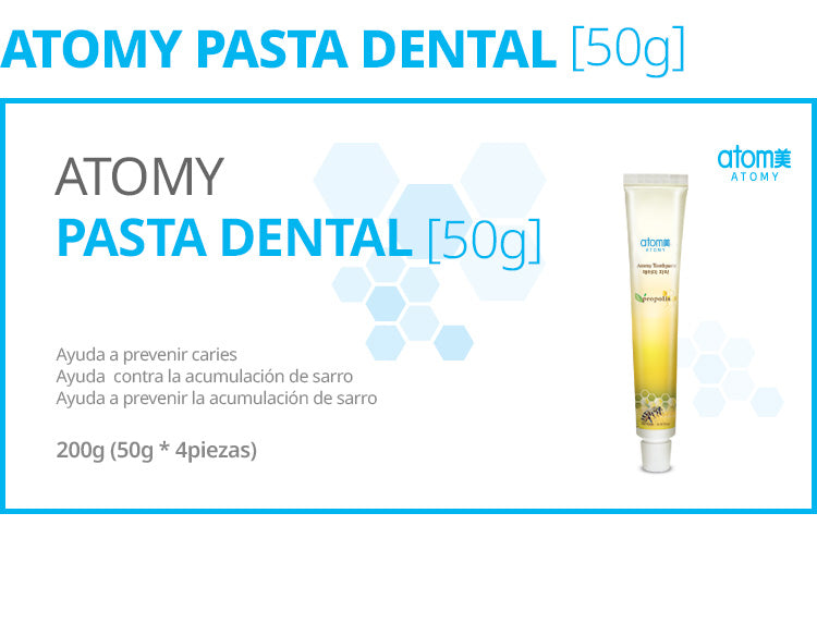 Pasta de Dientes Própolis 50g x 4 Pcs, Protección y Frescura Natural - presentación y envase del producto - Cosmética Coreana Atomy