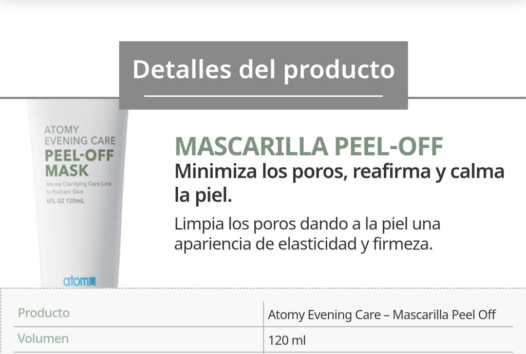 Mascarilla Peel-Off 120 Ml, Purificante, Deja la Piel Suave y Fresca - vista adicional del producto (2) - Cosmética Coreana Atomy