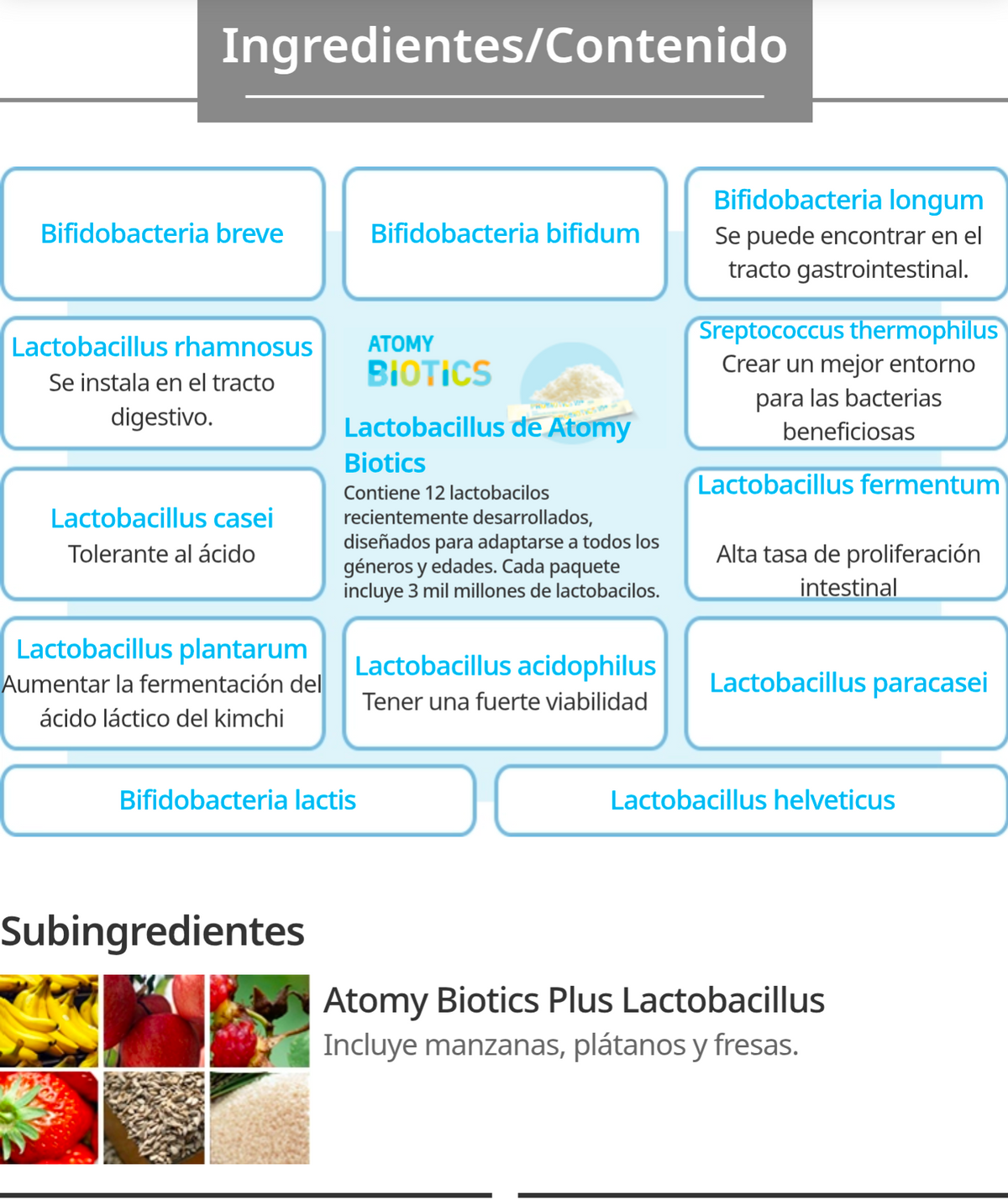 Probiótico Biotics 10+ con 12 Tipos de Lactobacilos, Salud Intestinal - vista adicional del producto (1) - Cosmética Coreana Atomy