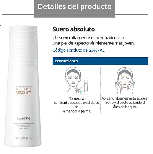 Sérum de Suero Absolute, suero antiarrugas y reafirmante para piel +45 años 50 ml - Cosmética Coreana Atomy