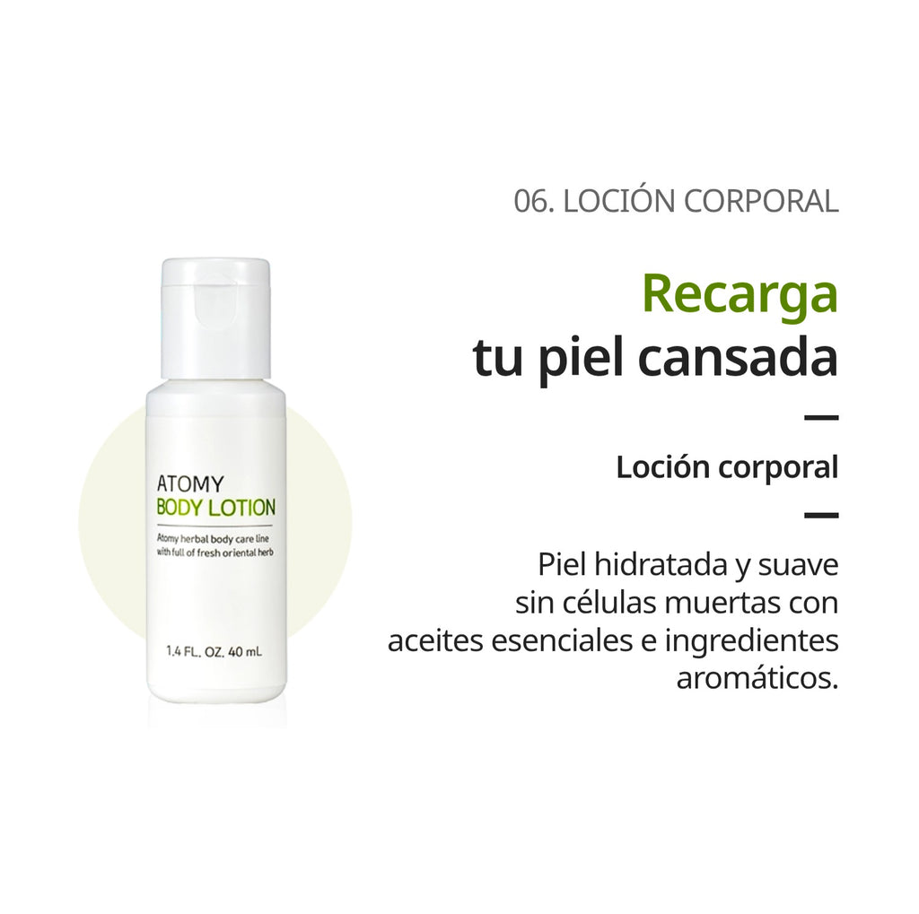 Set de Viaje Limpieza Facial, Capilar y Cuerpo, 6 Productos Esenciales 6 x 40 ml - presentación y envase del producto - Cosmética Coreana Atomy
