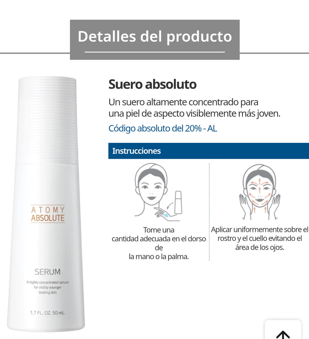 Sérum de Set Cuidado Antiedad Absolute +45 Años, 6 Productos con Colágeno, Niacinamida y Ácido Hialurónico - Cosmética Coreana Atomy