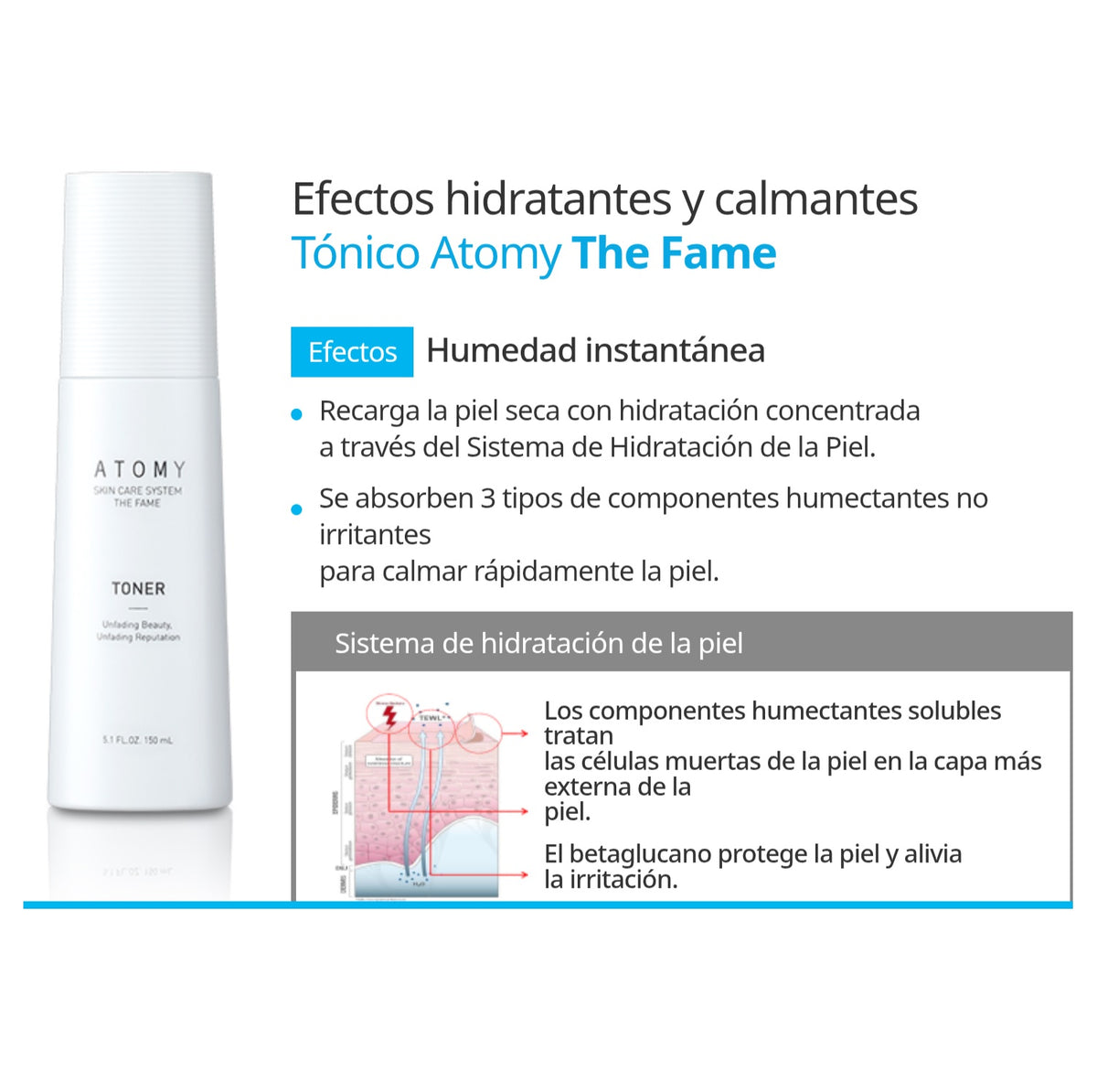 The Fame Tónico 150 ml, Equilibra el pH y Mejora Absorción de Nutrientes - presentación y envase del producto - Cosmética Coreana Atomy